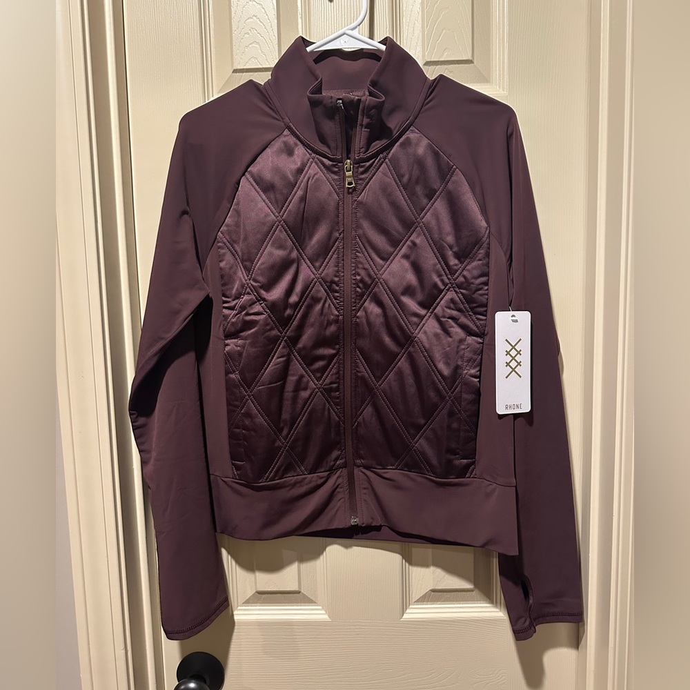 RHONE Quilted Bomber Jacket - Brown Berry color